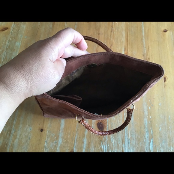 VINTAGE MARCEL COGNAC SUEDE & SNAKESKIN PURSE - Picture 7 of 8
